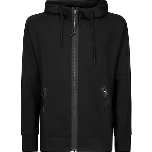 Zip-throughs, male, , Size: XL Zip Hooded Cotton Sweatshirt with Pockets - C.P. Company - Modalova