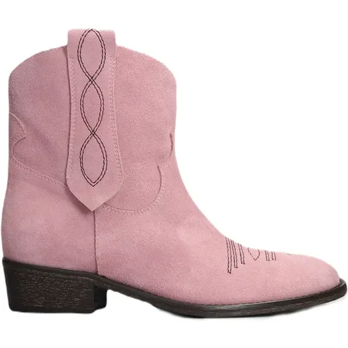 Rosa Wildleder Low Texan Stiefel , Damen, Größe: 38 EU - Via Roma 15 - Modalova