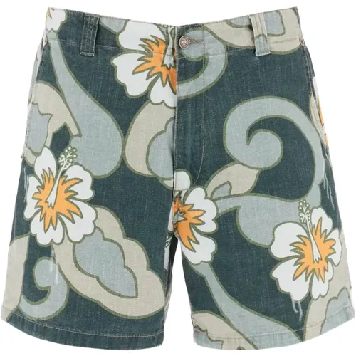 Bermuda-Shorts mit Blumenmuster , Herren, Größe: L - ERL - Modalova