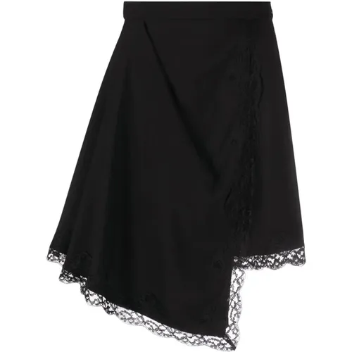 Lace Trim A-Line Wool and Silk Skirt , female, Sizes: S - alexander mcqueen - Modalova