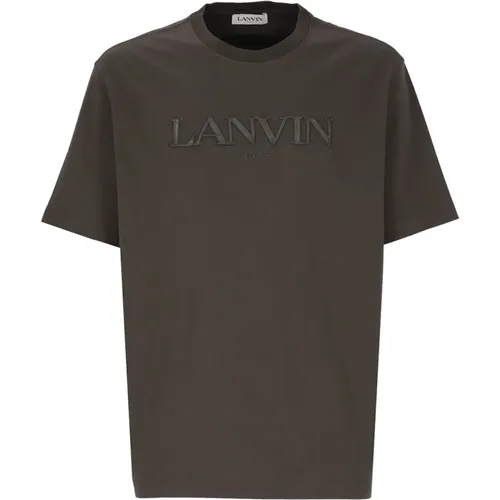 Cotton T-shirt with Logo Embroidery , male, Sizes: S, M, XL, L - Lanvin - Modalova