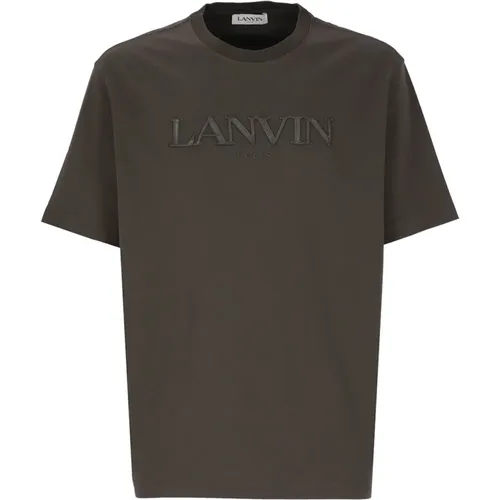 T-Shirts, male, , Size: S Cotton T-shirt with Logo Embroidery - Lanvin - Modalova