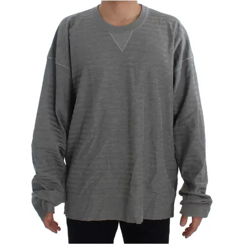 Sweatshirts, male, , Size: M Silk Oversized Crewneck Pullover Sweater - Dolce & Gabbana - Modalova