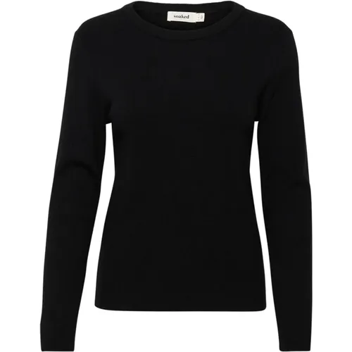 Schwarzer Basic Pullover Strick , Damen, Größe: XL - Soaked in Luxury - Modalova