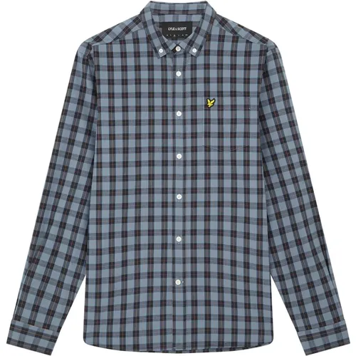 Check Poplin Shirt in Slate Dark Navy , male, Sizes: L, M - Lyle & Scott - Modalova