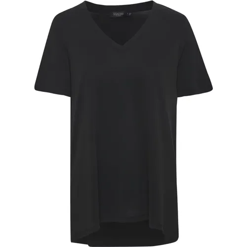 Oversize T-Shirt with V-Neck , female, Sizes: 2XL - Soaked in Luxury - Modalova