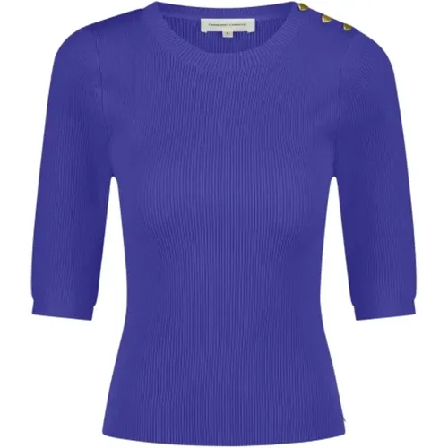 Lila Kurzarm-Pullover mit Knopfdetails , Damen, Größe: 2XL - Fabienne Chapot - Modalova