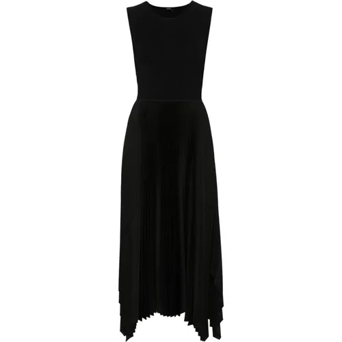 Schwarzes Strickgewebe Plissé-Kleid , Damen, Größe: L - joseph - Modalova