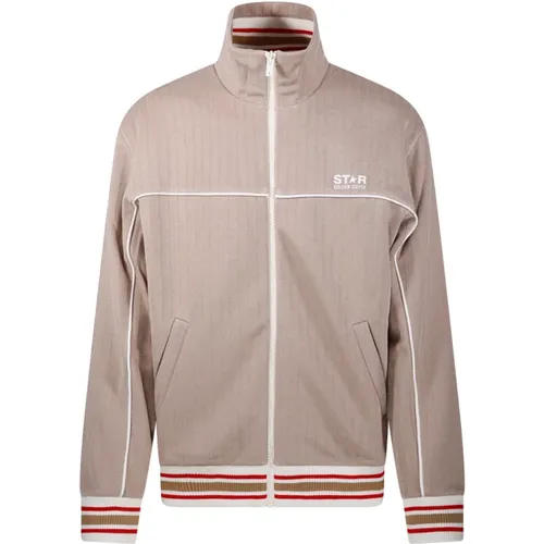 Zip-throughs, male, , Size: L Technical Poly Track Jacket in Pale Khaki - Golden Goose - Modalova