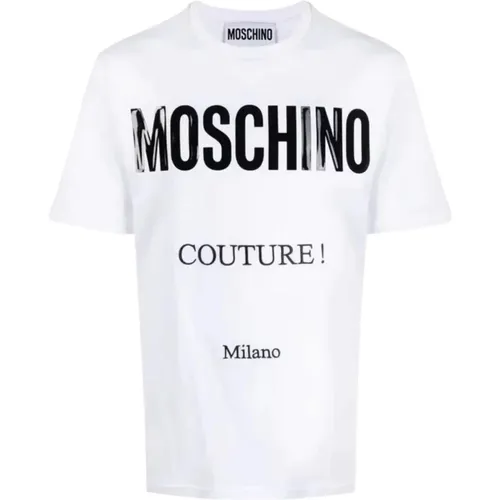 T-Shirts, male, , Size: L Logo Embossed T-shirt - Moschino - Modalova