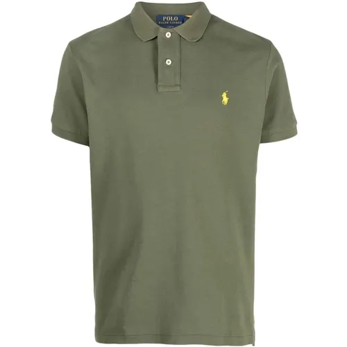 Grünes Polo-Shirt mit Besticktem Logo , Herren, Größe: L - Ralph Lauren - Modalova