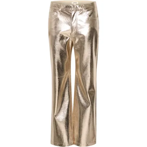 Straight Trousers, female, , Size: L Metallic Straight-Leg Gold Pants - Soaked in Luxury - Modalova