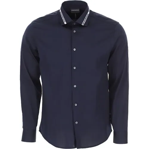 Navy Regular FIT Men`s Shirt , male, Sizes: L - Emporio Armani - Modalova