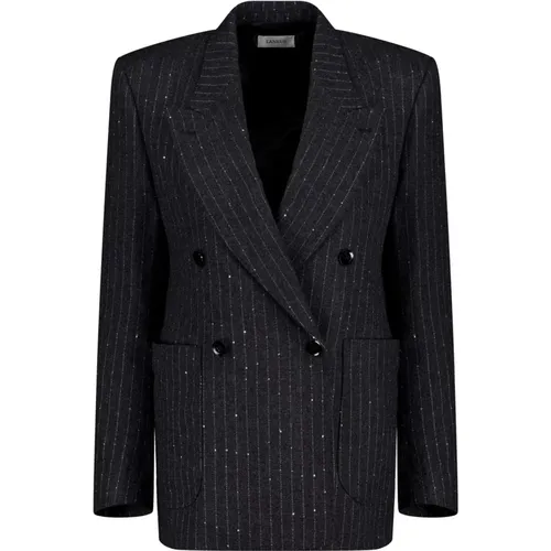 Blazers, female, , Size: XS Double-Breasted Pinstripe Jacket - Laneus - Modalova