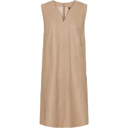 Simple Leather A-Shape Dress Cream , female, Sizes: M, XS - Notyz - Modalova