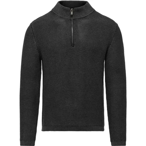 Turtlenecks, male, , Size: M Cold-dyed Cotton Turtleneck with Zip - BomBoogie - Modalova