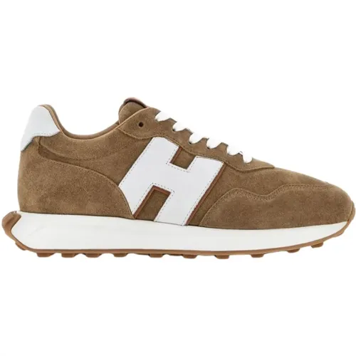 Beige Wildleder Sneakers Panel Design , Herren, Größe: 40 1/2 EU - Hogan - Modalova