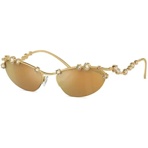 Gold Sunglasses with Original Case , female, Sizes: 56 MM - Swarovski - Modalova