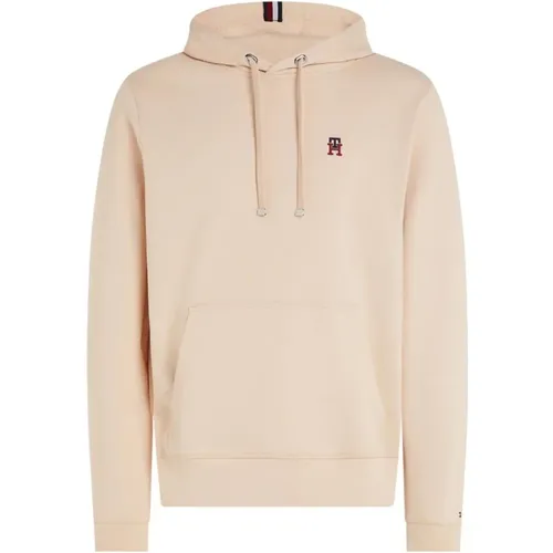 Hoodies, male, , Size: L Hoodie with embroidered logo, solid color - Tommy Hilfiger - Modalova