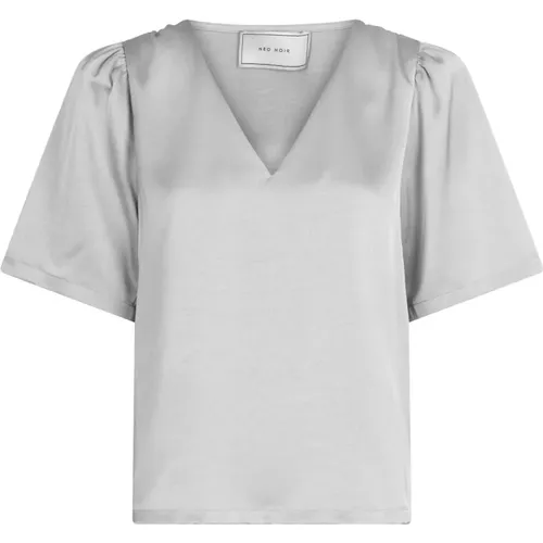 Sateen-Bluse mit Schulterpolstern , Damen, Größe: M - NEO NOIR - Modalova