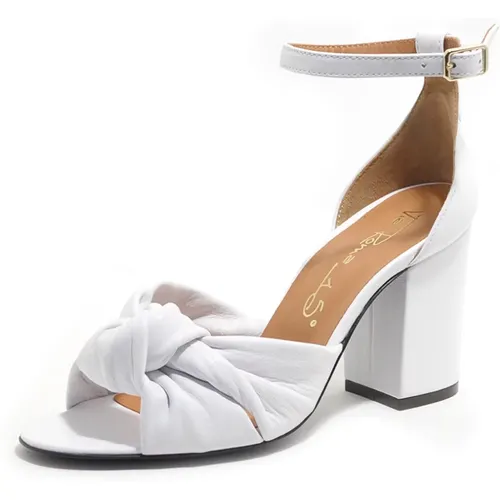 Weiße Leder High Heel Sandalen , Damen, Größe: 40 EU - Via Roma 15 - Modalova
