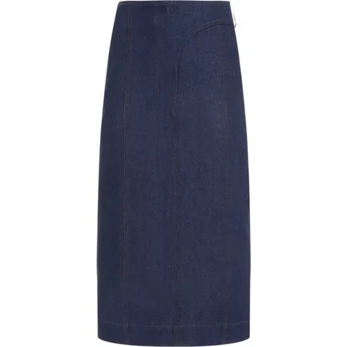 Navy Cotton Midi Skirt , female, Sizes: W26 - Jacquemus - Modalova