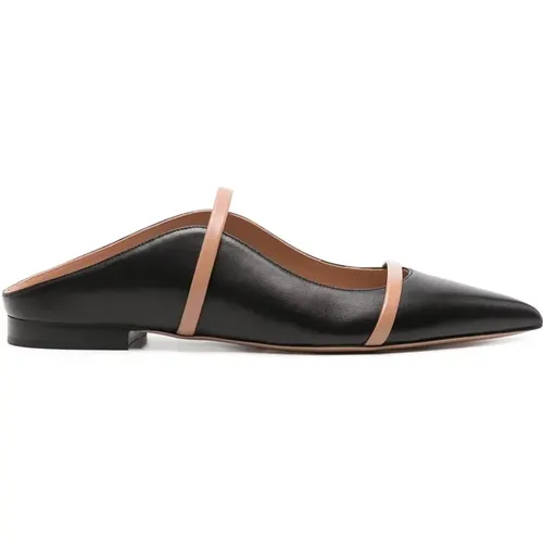 Schwarze Leder Slip-On Spitze Zehen Schuhe , Damen, Größe: 36 1/2 EU - Malone Souliers - Modalova