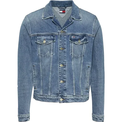 Denim Jackets, male, , Size: M Denim Trucker Jacket Distressed Retro - Tommy Jeans - Modalova