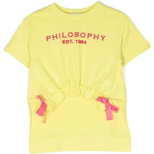 Gelbes T-Shirt mit Besticktem Logo - Philosophy di Lorenzo Serafini - Modalova