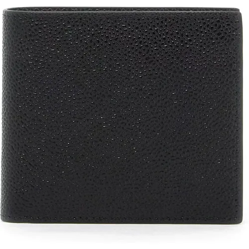 Wallets & Cardholders, male, , Size: ONE SIZE Pebble Grain Leather Bi-Fold Wallet - Thom Browne - Modalova