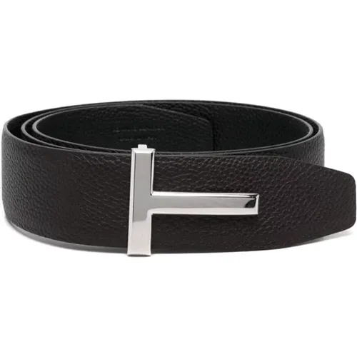 Belts, male, , Size: 95 CM Leather Reversible T-Buckle Belt - Tom Ford - Modalova