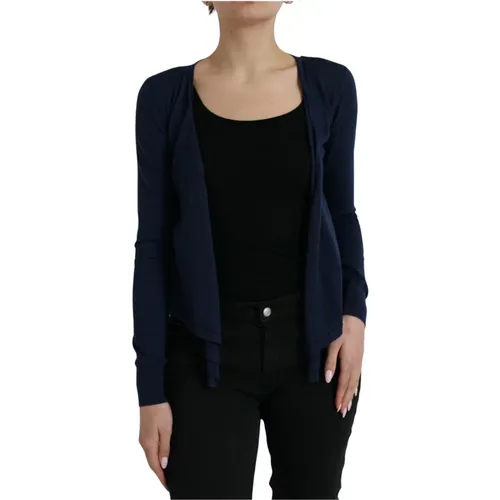 Eleganter Cashmere Seiden Blauer Cardigan Pullover , Damen, Größe: XS - Dolce & Gabbana - Modalova