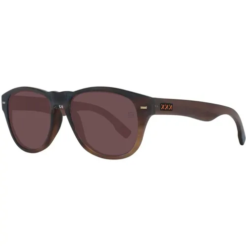 Braune Trapezium Sonnenbrille - Ermenegildo Zegna - Modalova