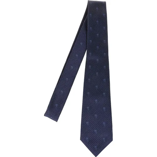 Ties, male, , Size: ONE SIZE Skull Polka Dots Tie Navy Indigo - alexander mcqueen - Modalova