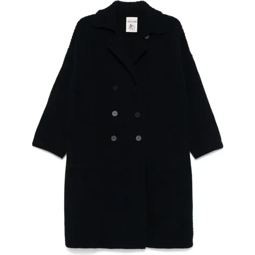 Navy Wool Blend Coat , Damen, Größe: S - Semicouture - Modalova