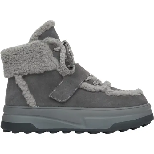 Women's Dark Grey Velour Ankle Boots for Winter with Wool Lining Er00115861 , female, Sizes: 6 UK, 7 UK, 3 UK, 5 UK, 4 UK - Estro - Modalova