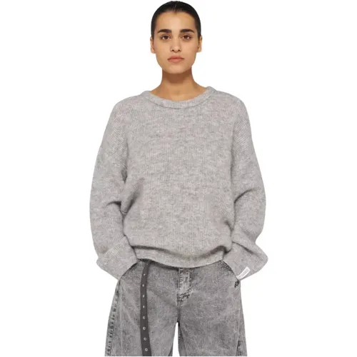 Round-neck Knitwear, female, , Size: S Relaxed fit ribbed knit sweater - 10Days - Modalova