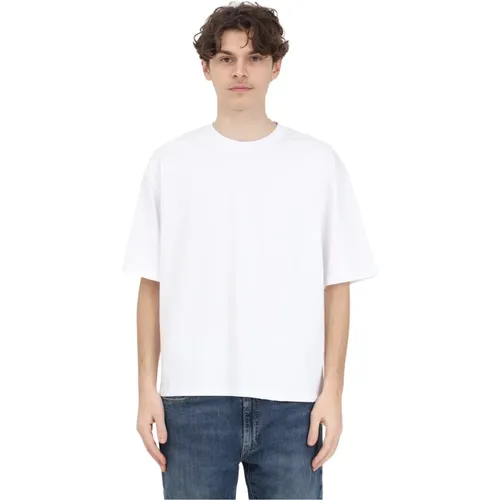 Weißes T-Shirt mit Gesticktem Logo , Herren, Größe: S - Garment Workshop - Modalova
