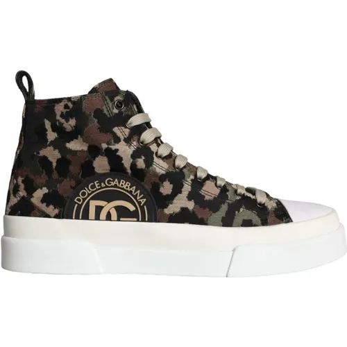 Camouflage High Top Sneakers , male, Sizes: 10 UK - Dolce & Gabbana - Modalova