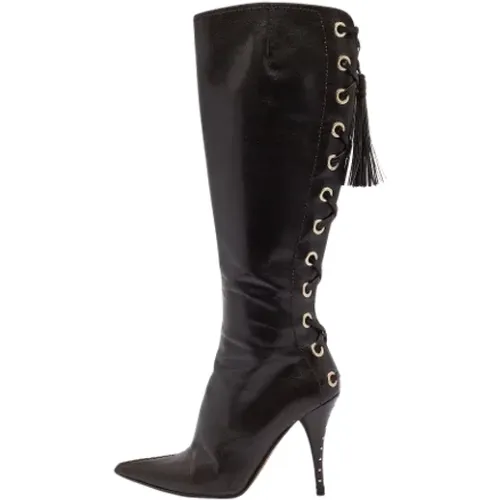 Pre-owned Leather boots , female, Sizes: 4 1/2 UK - Yves Saint Laurent Vintage - Modalova