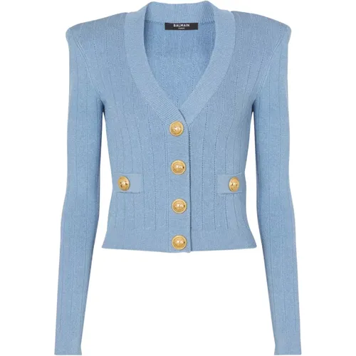 Buttoned knit Cardigan , female, Sizes: M - Balmain - Modalova