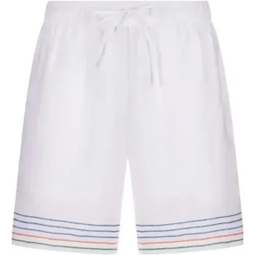 Casual Shorts, male, , Size: S Embroidered Linen Shorts - Casablanca - Modalova