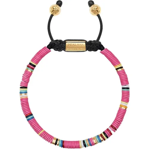 Men`s Beaded Bracelet with and Gold Disc Beads - Nialaya - Modalova