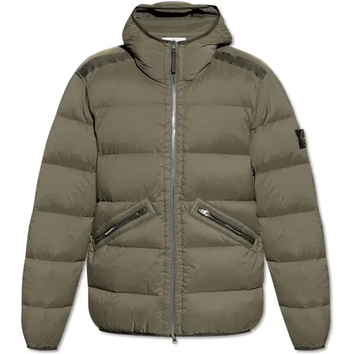 Down jacket with hood , male, Sizes: 2XL, XL - Stone Island - Modalova