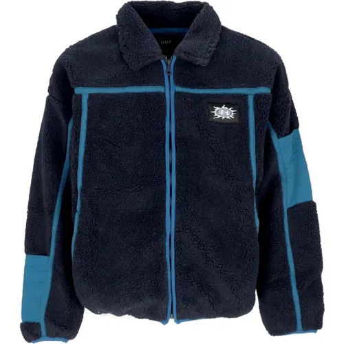 Sherpa Jacke Blau Nacht Streetwear , Herren, Größe: S - HUF - Modalova