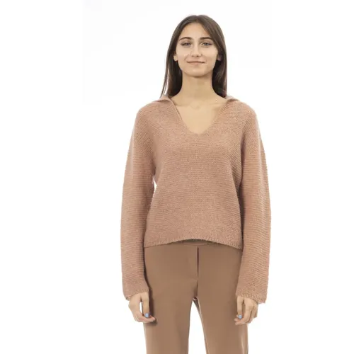 Long Sleeve V-Neck Sweater , female, Sizes: S, L - Alpha Studio - Modalova