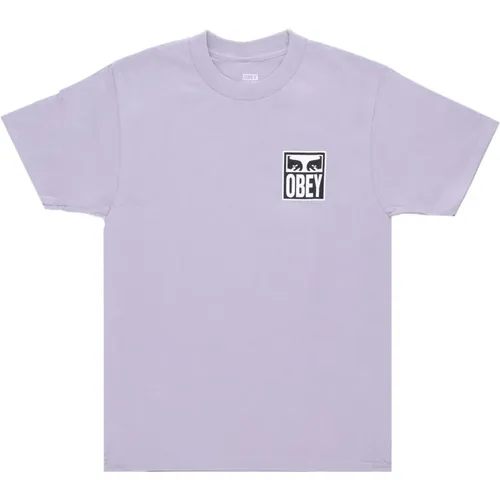 T-Shirts, male, , Size: XL Lilac Chalk Eyes Icon T-Shirt - Obey - Modalova