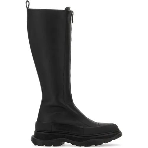 Zip Tread Slick Leather Boots , female, Sizes: 2 UK, 8 UK, 5 UK, 6 UK, 3 UK, 4 UK, 7 UK - alexander mcqueen - Modalova