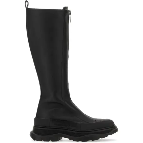 Zip Tread Slick Leather Boots , female, Sizes: 8 UK, 5 UK, 6 UK, 4 UK, 7 UK - alexander mcqueen - Modalova