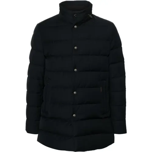 Navy Puffer Jacket with Removable Hood , male, Sizes: XL, L, 3XL, 2XL, M - Moorer - Modalova